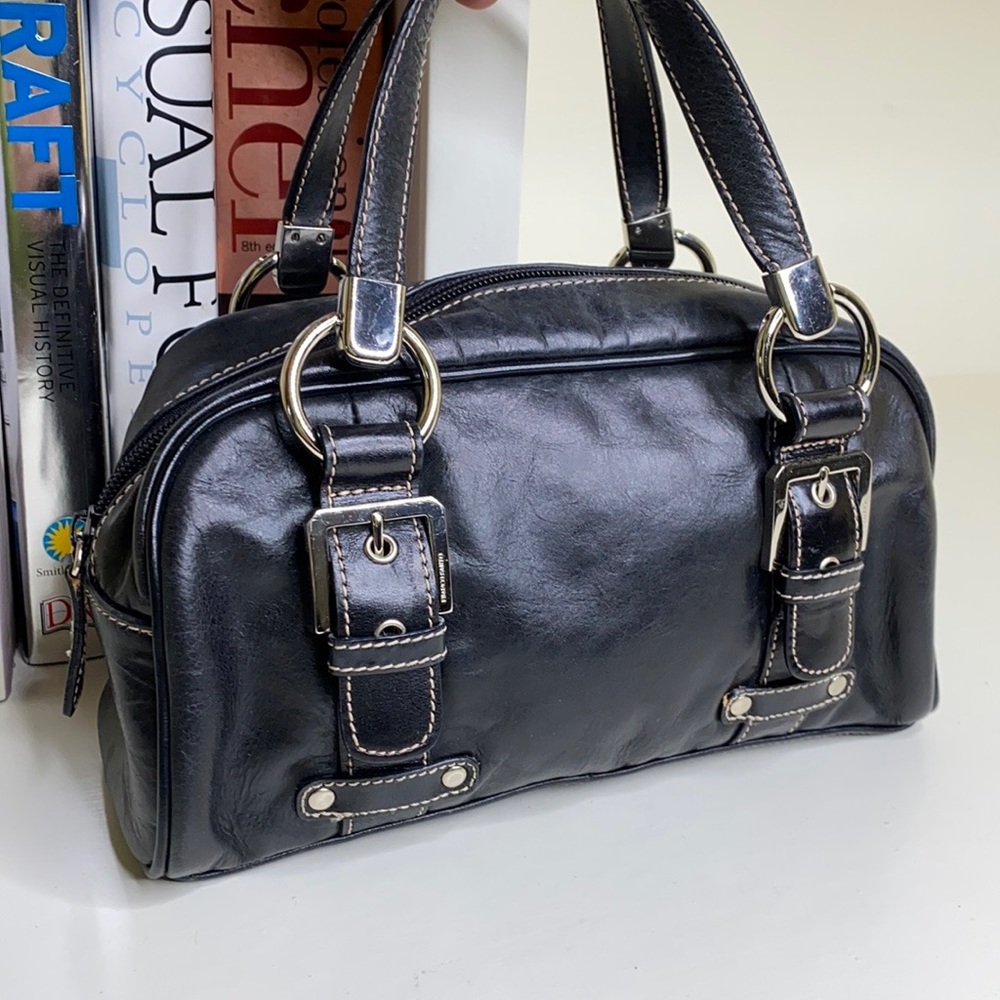 Franco Sarto Leather Black Tote Handbag